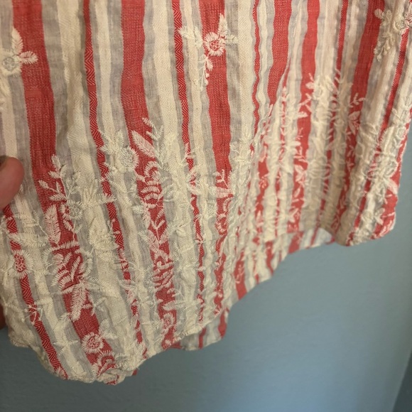 Misa Los Angeles Pink White Off the Shoulder Embroidered Mini Dress Medium Boho - Picture 6 of 12